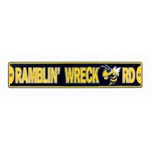 NCAA Georgia Tech Metal Street Sign 24" X 5" S Wall Art New Rambling Wreck New